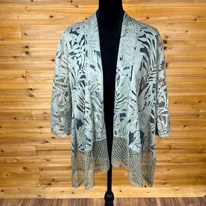 Chico’s Travelers Collection Kimono Burnout Jacket Sage Green Women’s Plus